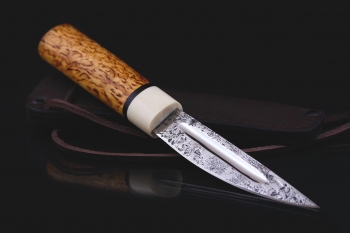 Северный нож малый кованая 95х18. Рукоять карельская береза.